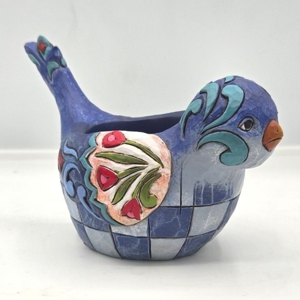 Jim‎ Shore Heartwood Creek Blue Bird Tealight Votive Candle Holder 4016367